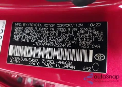 2022 Toyota Prius Prime Limited from USA, damaged, VIN JTDKAMFP0N3224490